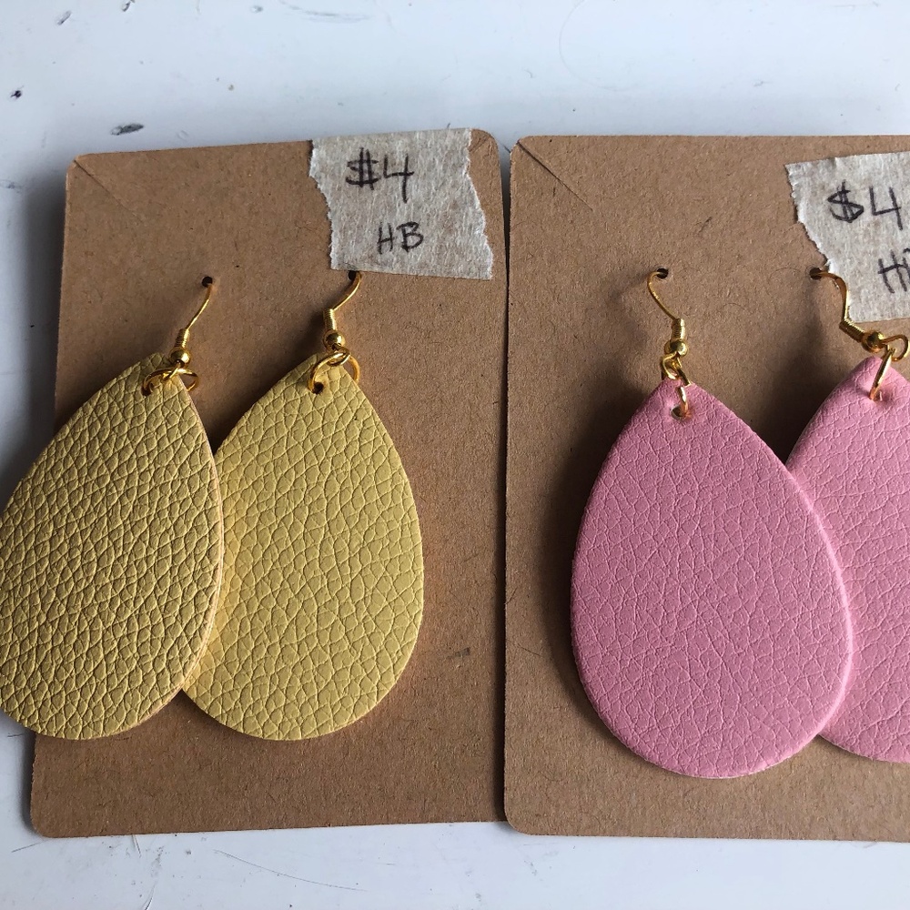 Faux Leather Teardrop Earrings - you pick 3 (see all pics)